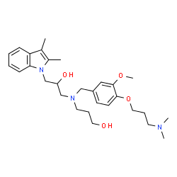 ChemSpider 2D Image | 3-({4-[3-(Dimethylamino)propoxy]-3-methoxybenzyl}[3-(2,3-dimethyl-1H-indol-1-yl)-2-hydroxypropyl]amino)-1-propanol | C29H43N3O4