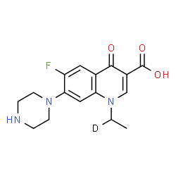 ChemSpider 2D Image | 1-[(1-~2~H_1_)Ethyl]-6-fluoro-4-oxo-7-(1-piperazinyl)-1,4-dihydro-3-quinolinecarboxylic acid | C16H17DFN3O3
