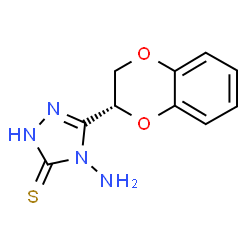 ChemSpider 2D Image | 4-Amino-5-[(2R)-2,3-dihydro-1,4-benzodioxin-2-yl]-2,4-dihydro-3H-1,2,4-triazole-3-thione | C10H10N4O2S