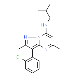 ChemSpider 2D Image | 3-(2-Chlorophenyl)-N-isobutyl-2,5-dimethylpyrazolo[1,5-a]pyrimidin-7-amine | C18H21ClN4