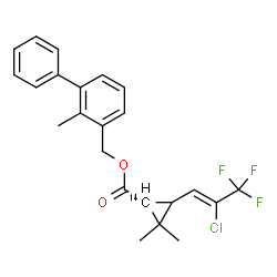 ChemSpider 2D Image | (2-Methyl-3-biphenylyl)methyl 3-[(1Z)-2-chloro-3,3,3-trifluoro-1-propen-1-yl]-2,2-dimethyl(1-~14~C)cyclopropanecarboxylate | C2214CH22ClF3O2
