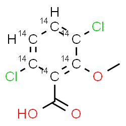 ChemSpider 2D Image | 3,6-Dichloro-2-methoxy(~14~C_6_)benzoic acid | C214C6H6Cl2O3