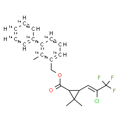 ChemSpider 2D Image | [2-Methyl(~14~C_12_)-3-biphenylyl]methyl 3-[(1Z)-2-chloro-3,3,3-trifluoro-1-propen-1-yl]-2,2-dimethylcyclopropanecarboxylate | C1114C12H22ClF3O2