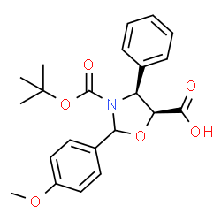 ChemSpider 2D Image | (4S,5S)-2-(4-Methoxyphenyl)-3-{[(2-methyl-2-propanyl)oxy]carbonyl}-4-phenyl-1,3-oxazolidine-5-carboxylic acid | C22H25NO6
