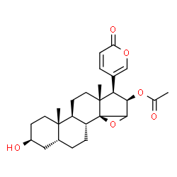 ChemSpider 2D Image | (3beta,5beta,16beta)-16-Acetoxy-3-hydroxy-14,15-epoxybufa-20,22-dienolide | C26H34O6