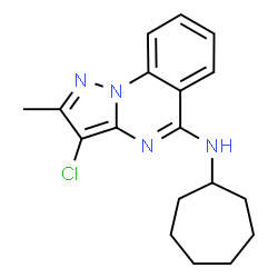ChemSpider 2D Image | 3-Chloro-N-cycloheptyl-2-methylpyrazolo[1,5-a]quinazolin-5-amine | C18H21ClN4
