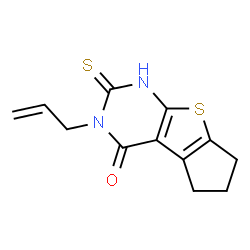 ChemSpider 2D Image | 5-Allyl-6-mercapto-1,2,3,5-tetrahydro-8-thia-5,7-diaza-cyclopenta[a]inden-4-one | C12H12N2OS2