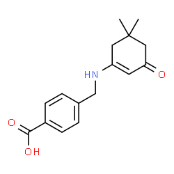 ChemSpider 2D Image | 4-{[(5,5-Dimethyl-3-oxo-1-cyclohexen-1-yl)amino]methyl}benzoic acid | C16H19NO3