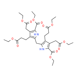 ChemSpider 2D Image | Diethyl 5,5'-methylenebis[3-(2-ethoxy-2-oxoethyl)-4-(3-ethoxy-3-oxopropyl)-1H-pyrrole-2-carboxylate] | C33H46N2O12