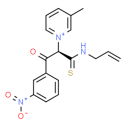 ChemSpider 2D Image | 1-[(2R)-1-(Allylamino)-3-(3-nitrophenyl)-3-oxo-1-thioxo-2-propanyl]-3-methylpyridinium | C18H18N3O3S