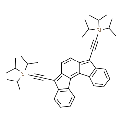ChemSpider 2D Image | (Indeno[2,1-c]fluorene-5,8-diyldi-2,1-ethynediyl)bis(triisopropylsilane) | C42H52Si2