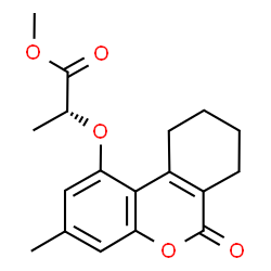 ChemSpider 2D Image | Methyl (2R)-2-[(3-methyl-6-oxo-7,8,9,10-tetrahydro-6H-benzo[c]chromen-1-yl)oxy]propanoate | C18H20O5