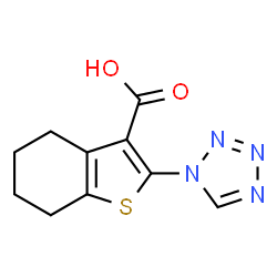 ChemSpider 2D Image | 2-(1H-Tetrazol-1-yl)-4,5,6,7-tetrahydro-1-benzothiophene-3-carboxylic acid | C10H10N4O2S