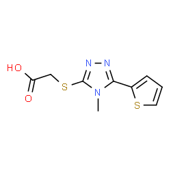ChemSpider 2D Image | {[4-Methyl-5-(2-thienyl)-4H-1,2,4-triazol-3-yl]sulfanyl}acetic acid | C9H9N3O2S2