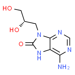 ChemSpider 2D Image | 6-Amino-9-[(2S)-2,3-dihydroxypropyl]-7,9-dihydro-8H-purin-8-one | C8H11N5O3