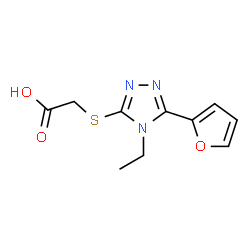 ChemSpider 2D Image | {[4-ethyl-5-(2-furyl)-4H-1,2,4-triazol-3-yl]thio}acetic acid | C10H11N3O3S