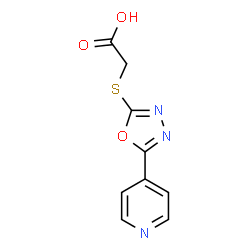 ChemSpider 2D Image | {[5-(4-Pyridinyl)-1,3,4-oxadiazol-2-yl]sulfanyl}acetic acid | C9H7N3O3S