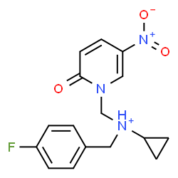ChemSpider 2D Image | N-(4-Fluorobenzyl)-N-[(5-nitro-2-oxo-1(2H)-pyridinyl)methyl]cyclopropanaminium | C16H17FN3O3