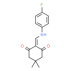 ChemSpider 2D Image | 2-{[(4-Fluorophenyl)amino]methylene}-5,5-dimethyl-1,3-cyclohexanedione | C15H16FNO2