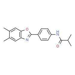 ChemSpider 2D Image | N-[4-(5,6-Dimethyl-1,3-benzoxazol-2-yl)phenyl]-2-methylpropanamide | C19H20N2O2