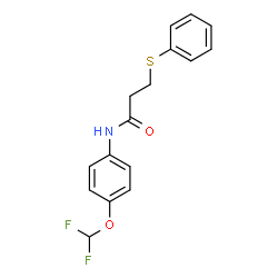 ChemSpider 2D Image | N-[4-(Difluoromethoxy)phenyl]-3-(phenylsulfanyl)propanamide | C16H15F2NO2S