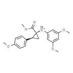 ChemSpider 2D Image | (3,5-Dimethoxyphenyl)[(1S,2S)-1-(methoxycarbonyl)-2-(4-methoxyphenyl)cyclopropyl]methylium | C21H23O5