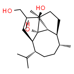 ChemSpider 2D Image | (1S,2R,5S,6R,9R,10S,13S,14S)-12-(Hydroxymethyl)-9-isopropyl-2,6-dimethyltricyclo[8.4.0.0~5,14~]tetradec-11-ene-1,13-diol | C20H34O3
