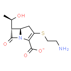ChemSpider 2D Image | (5R,6S)-3-[(2-Aminoethyl)sulfanyl]-6-[(1R)-1-hydroxyethyl]-7-oxo-1-azabicyclo[3.2.0]hept-2-ene-2-carboxylate | C11H15N2O4S