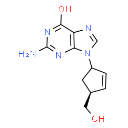 ChemSpider 2D Image | 2-Amino-9-[(4S)-4-(hydroxymethyl)-2-cyclopenten-1-yl]-9H-purin-6-ol | C11H13N5O2