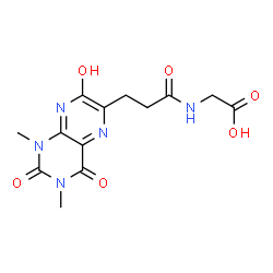 ChemSpider 2D Image | N-[3-(7-Hydroxy-1,3-dimethyl-2,4-dioxo-1,2,3,4-tetrahydro-6-pteridinyl)propanoyl]glycine | C13H15N5O6