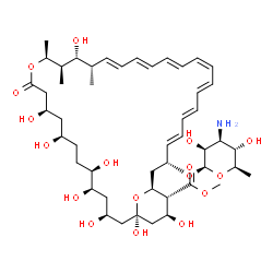 ChemSpider 2D Image | Methyl (1R,3S,5R,6R,9R,11R,15S,16R,17R,18S,19E,21E,23E,25Z,27E,29E,31E,33R,35S,36R,37S)-33-[(3-amino-3,6-dideoxy-beta-D-mannopyranosyl)oxy]-1,3,5,6,9,11,17,37-octahydroxy-15,16,18-trimethyl-13-oxo-14,
39-dioxabicyclo[33.3.1]nonatriaconta-19,21,23,25,27,29,31-heptaene-36-carboxylate | C48H75NO17
