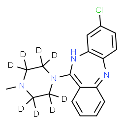 ChemSpider 2D Image | 8-Chloro-11-[4-methyl(~2~H_8_)-1-piperazinyl]-10H-dibenzo[b,e][1,4]diazepine | C18H11D8ClN4