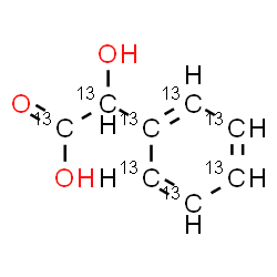 ChemSpider 2D Image | Hydroxy[(~13~C_6_)phenyl](~13~C_2_)acetic acid | 13C8H8O3