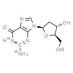 ChemSpider 2D Image | 2'-Deoxy(2-~13~C,N~2~,6-~15~N_2_)guanosine | C913CH13N315N2O4