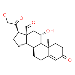 ChemSpider 2D Image | (9xi,11beta)-11,21-Dihydroxy-3,20-dioxopregn-4-en-18-al | C21H28O5