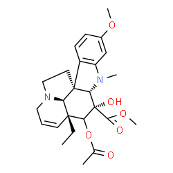 ChemSpider 2D Image | Methyl (3beta,5alpha,12beta)-4-acetoxy-3-hydroxy-16-methoxy-1-methyl-6,7-didehydroaspidospermidine-3-carboxylate | C25H32N2O6