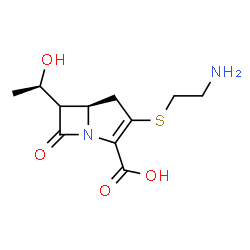 ChemSpider 2D Image | (5R)-3-[(2-Aminoethyl)sulfanyl]-6-[(1R)-1-hydroxyethyl]-7-oxo-1-azabicyclo[3.2.0]hept-2-ene-2-carboxylic acid | C11H16N2O4S
