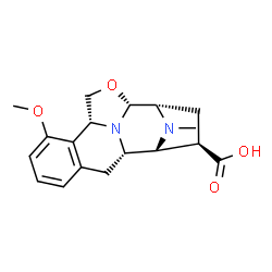 ChemSpider 2D Image | (1S,2R,3R,5S,6R,9R)-11-Methoxy-18-methyl-7-oxa-17,18-diazapentacyclo[7.7.1.1~2,5~.0~6,17~.0~10,15~]octadeca-10,12,14-triene-3-carboxylic acid | C18H22N2O4