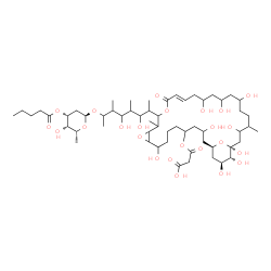 ChemSpider 2D Image | 3-{[(1R,17E,30S,31R,32S)-14-{7-[(2,6-Dideoxy-3-O-pentanoyl-alpha-D-lyxo-hexopyranosyl)oxy]-3,5-dihydroxy-4,6-dimethyl-2-octanyl}-3,9,20,22,24,28,30,31,32-nonahydroxy-13,27-dimethyl-16-oxo-11,15,34-tri
oxatricyclo[28.3.1.0~10,12~]tetratriacont-17-en-5-yl]oxy}-3-oxopropanoic acid | C57H98O24