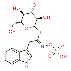ChemSpider 2D Image | 1-S-[(1Z)-2-(1H-Indol-3-yl)-N-(sulfooxy)ethanimidoyl]-1-thio-D-glucopyranose | C16H20N2O9S2