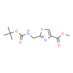 ChemSpider 2D Image | Methyl 2-(((tert-butoxycarbonyl)amino)methyl)thiazole-4-carboxylate | C11H16N2O4S