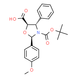 ChemSpider 2D Image | (4S,5R)-3-(tert-butoxycarbonyl)-2-(4-methoxyphenyl)-4-phenyloxazolidine-5-carboxylic acid | C22H25NO6