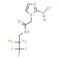 ChemSpider 2D Image | 2-(2-Nitro-1H-imidazol-1-yl)-N-{3,3,3-trifluoro-2,2-bis[(~18~F)fluoro]propyl}acetamide | C8H7F318F2N4O3