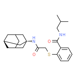 ChemSpider 2D Image | 2-({2-[(1R,3r)-Adamantan-1-ylamino]-2-oxoethyl}sulfanyl)-N-isobutylbenzamide | C23H32N2O2S