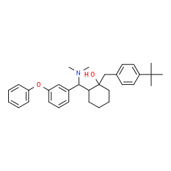 ChemSpider 2D Image | 2-[(Dimethylamino)(3-phenoxyphenyl)methyl]-1-[4-(2-methyl-2-propanyl)benzyl]cyclohexanol | C32H41NO2