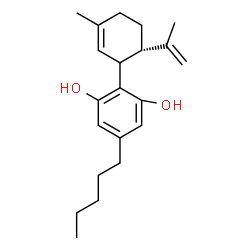 ChemSpider 2D Image | 2-[(6S)-6-Isopropenyl-3-methyl-2-cyclohexen-1-yl]-5-pentyl-1,3-benzenediol | C21H30O2