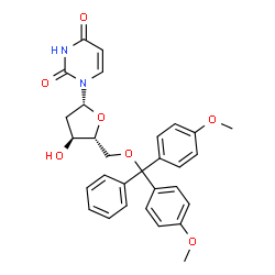 ChemSpider 2D Image | 5'-O-[Bis(4-methoxyphenyl)(phenyl)methyl]-2'-deoxyuridine | C30H30N2O7