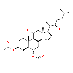 ChemSpider 2D Image | (3beta,5alpha,6alpha,11alpha,22R)-11,22-Dihydroxycholest-7-ene-3,6-diyl diacetate | C31H50O6