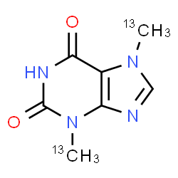 ChemSpider 2D Image | 3,7-Bis[(~13~C)methyl]-3,7-dihydro-1H-purine-2,6-dione | C513C2H8N4O2
