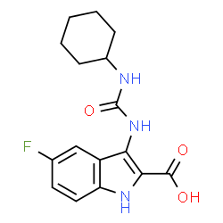 ChemSpider 2D Image | 3-[(Cyclohexylcarbamoyl)amino]-5-fluoro-1H-indole-2-carboxylic acid | C16H18FN3O3